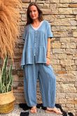 Lina Linen Blend Smock Over Shirt Washed Navy